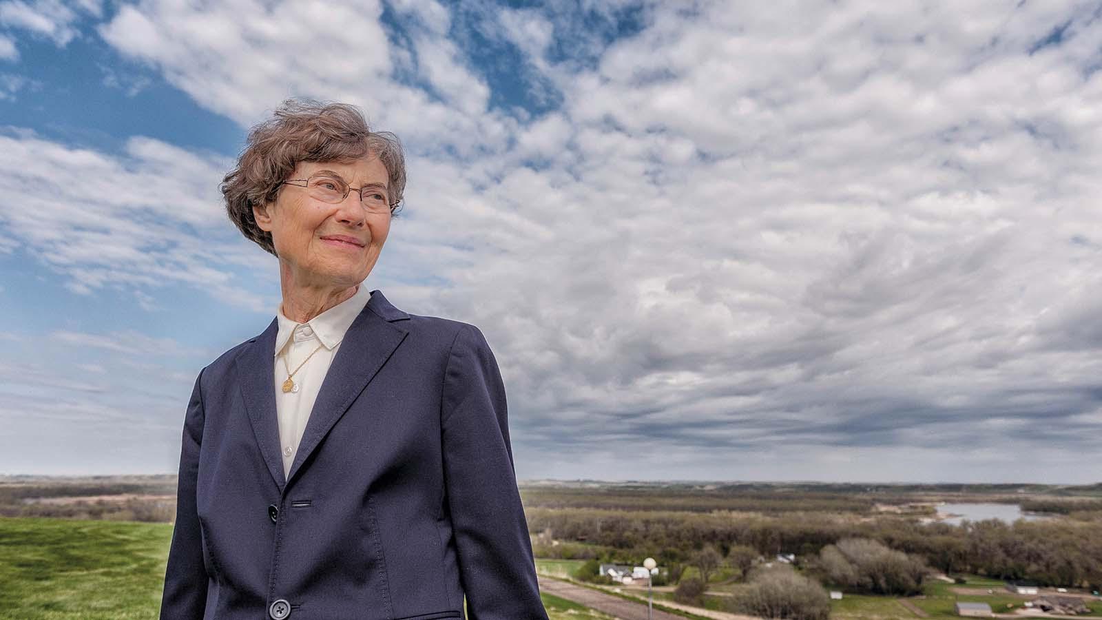 Portrait of Sister Thomas campus overlooking the bluff outside the University of Mary campus.